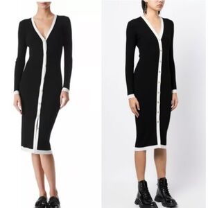 H2 NEW OntWelfth Elegant Black and White Button-Down Black White‎ Dress